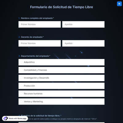 Plantilla de Formulario de Solicitud de Tiempo Libre