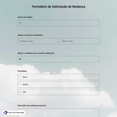 Modelo de Formulário de Solicitação de Mudança
