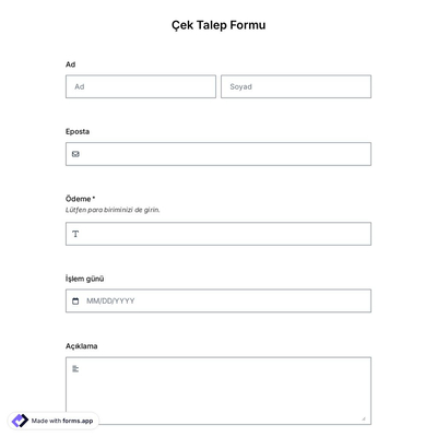 Çek Talep Formu Şablonu