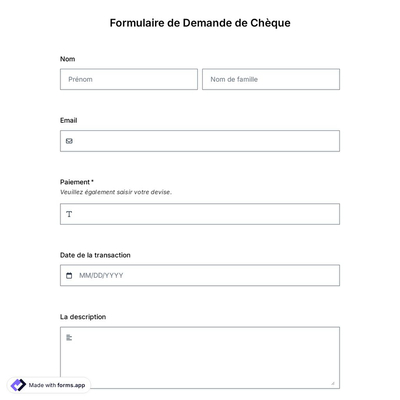 Modèle de Formulaire de Demande de Chèque