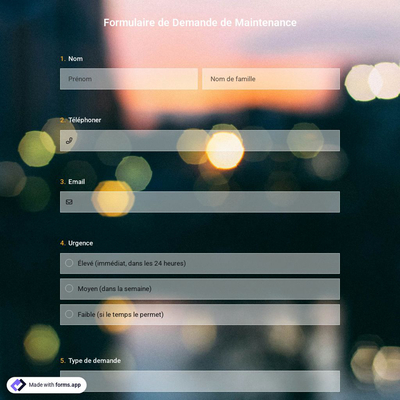 Modèle de Formulaire de Demande de Maintenance