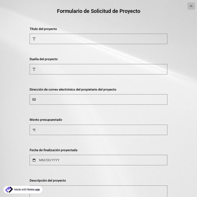 Plantilla de Formulario de Solicitud de Proyecto