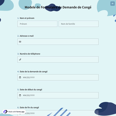 Modèle de Formulaire de Demande de Congé