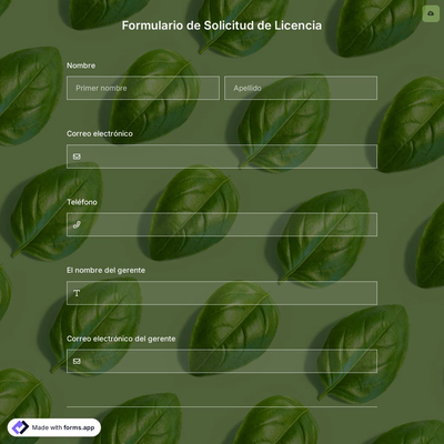 Plantilla de Formulario de Solicitud de Licencia