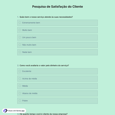 Modelo de Pesquisa de Satisfação do Cliente
