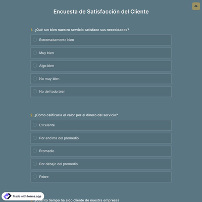 Plantilla de Encuesta de Satisfacción del Cliente