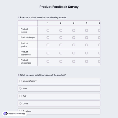 Product Feedback Survey Template