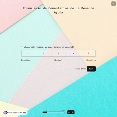 Plantilla de Formulario de Comentarios de la Mesa de Ayuda