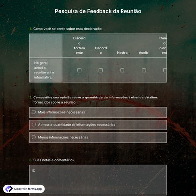 Modelo de Pesquisa de Feedback de Reunião