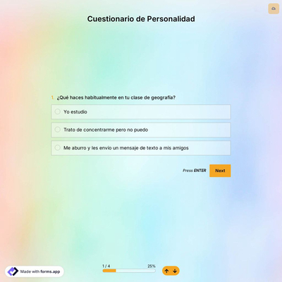 Plantilla de Cuestionario de Personalidad