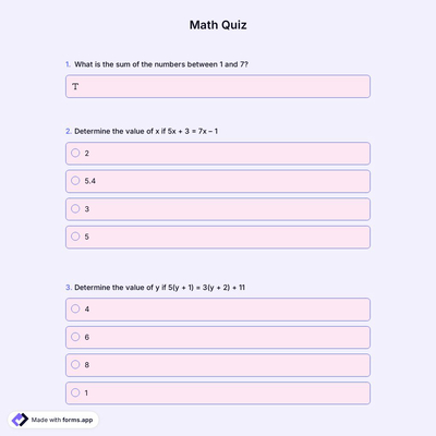 Math Quiz Template