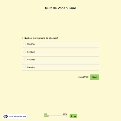 Modèle de Quiz de Vocabulaire