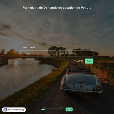 Modèle de formulaire de Demande de Location de Voiture