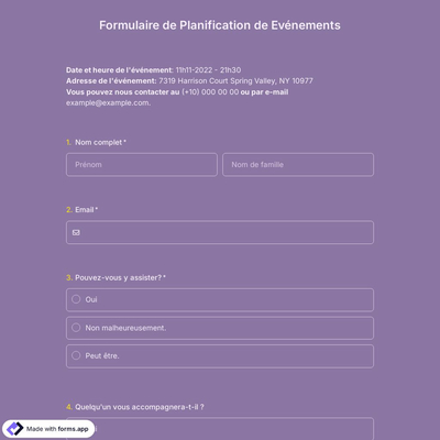 Modèle de Formulaire de Planification D'événement
