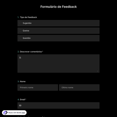 Modelo de Formulário de Feedback