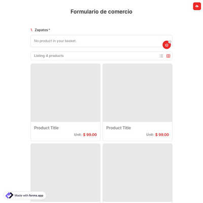 Plantilla de Formulario de Comercio Electrónico