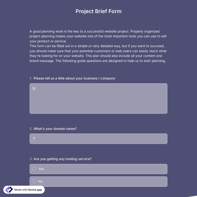 Project Brief Form Template