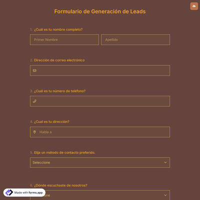 Plantilla de Formulario de Generación de Clientes Potenciales