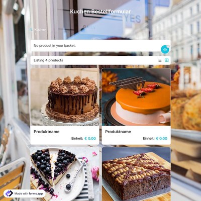 Vorlage für Kuchenbestellungen