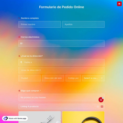 Plantilla de Formulario de Pedido de Instagram