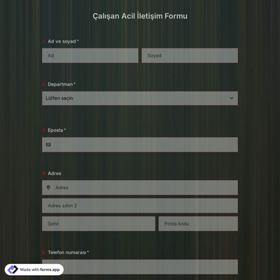 Çalışan Acil İletişim Formu Şablonu