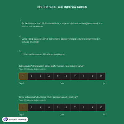 360 Derece Geri Bildirim Anketi Şablonu