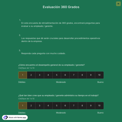 Plantilla de Encuesta de Opinión de 360 ​​Grados