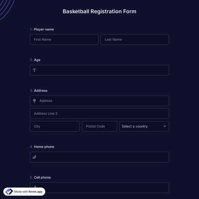 Basketball Registration Form Template