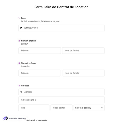 Formulaire de Contrat de Location