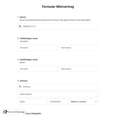 Formular Mietvertrag