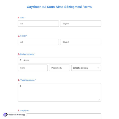 Gayrimenkul Satın Alma Sözleşmesi Formu Şablonu