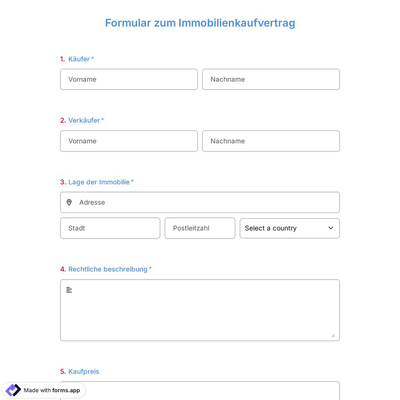 Formular zum Immobilienkaufvertrag