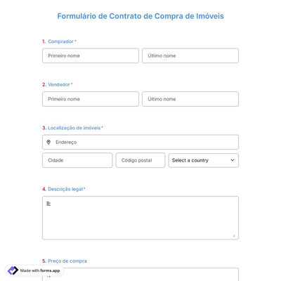 Formulário de Contrato de Compra de Imóveis