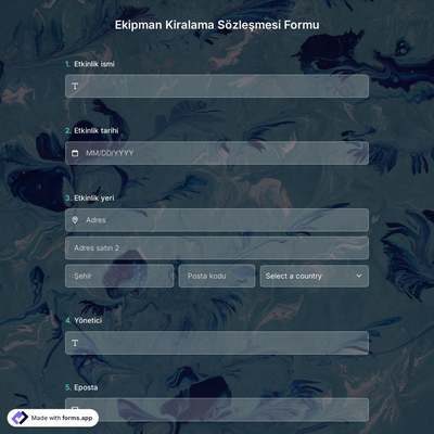 Ekipman Kiralama Sözleşmesi Formu Şablonu