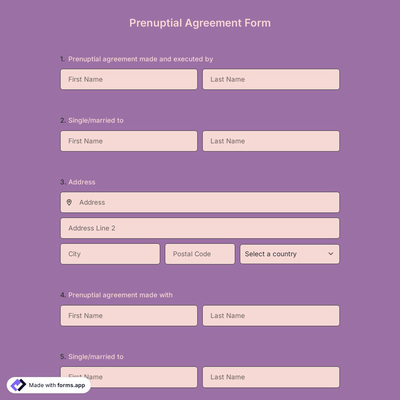 Prenuptial Agreement Form