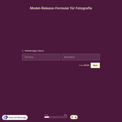 Model-Release-Formular für Fotografie