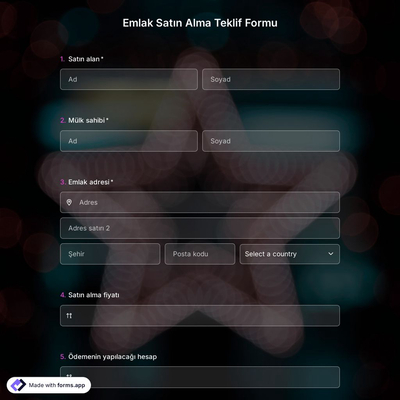 Emlak Satın Alma Teklif Form Şablonu