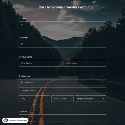 Car Ownership Transfer Form Template