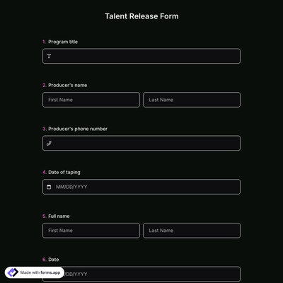 Talent Release Form Template