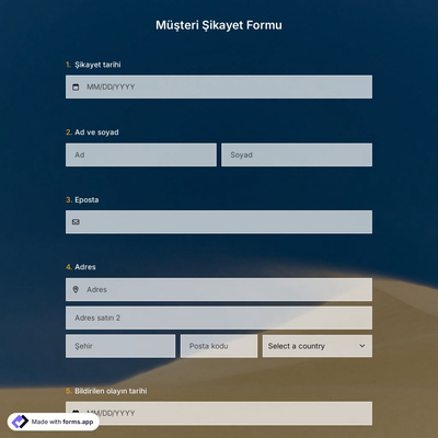 Müşteri Şikayet Formu Şablonu