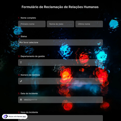 Formulário de Reclamação de Relações Humanas