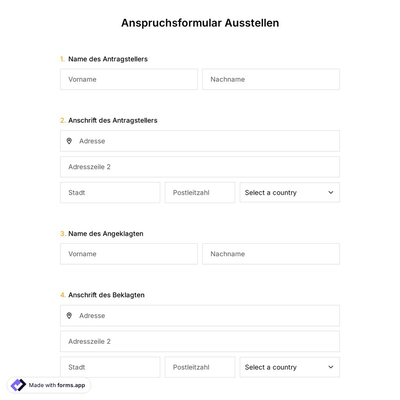 Anspruchsformular Ausstellen