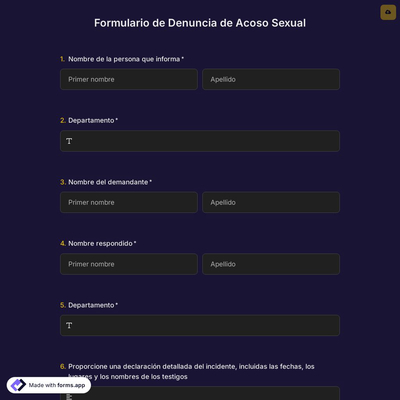 Plantilla de Formulario de Denuncia de Acoso Sexual
