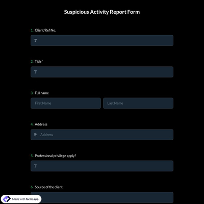 Suspicious Activity Report Form Template
