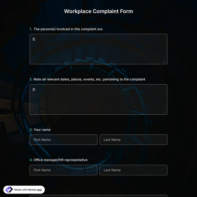 Workplace Complaint Form Template