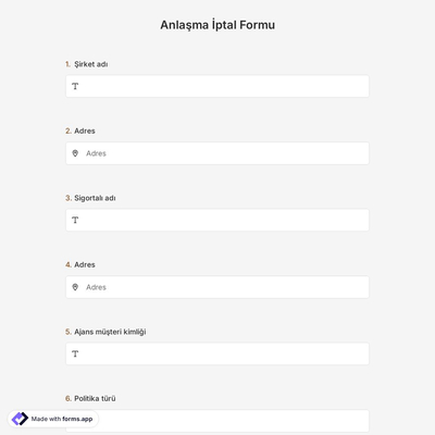 Anlaşma İptal Formu Şablonu