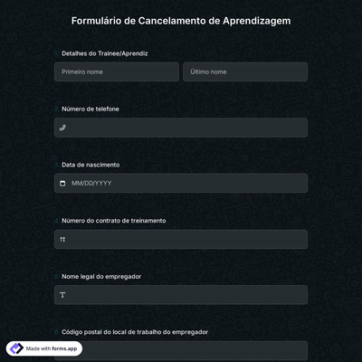 Formulário de Cancelamento de Aprendizagem