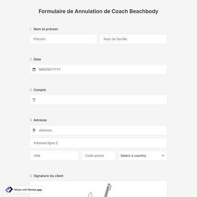 Formulaire de Annulation de Coach Beachbody