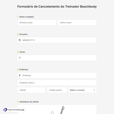 Formulário de Cancelamento do Treinador Beachbody