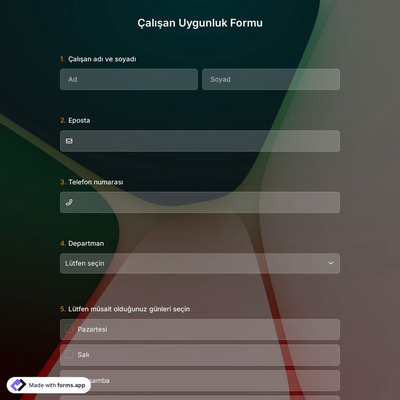 Çalışan Uygunluk Formu Şablonu